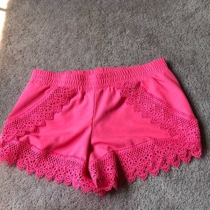 Pink lace shorts